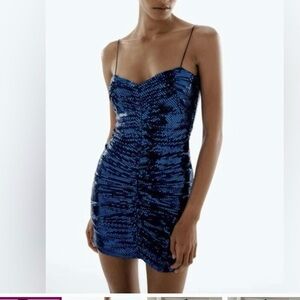 New Zara Blue Sequin Mini Dress